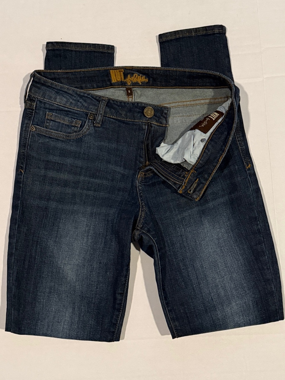 Kut from the Kloth Women's Skinny Jeans in Dark Indigo Flap Pockets